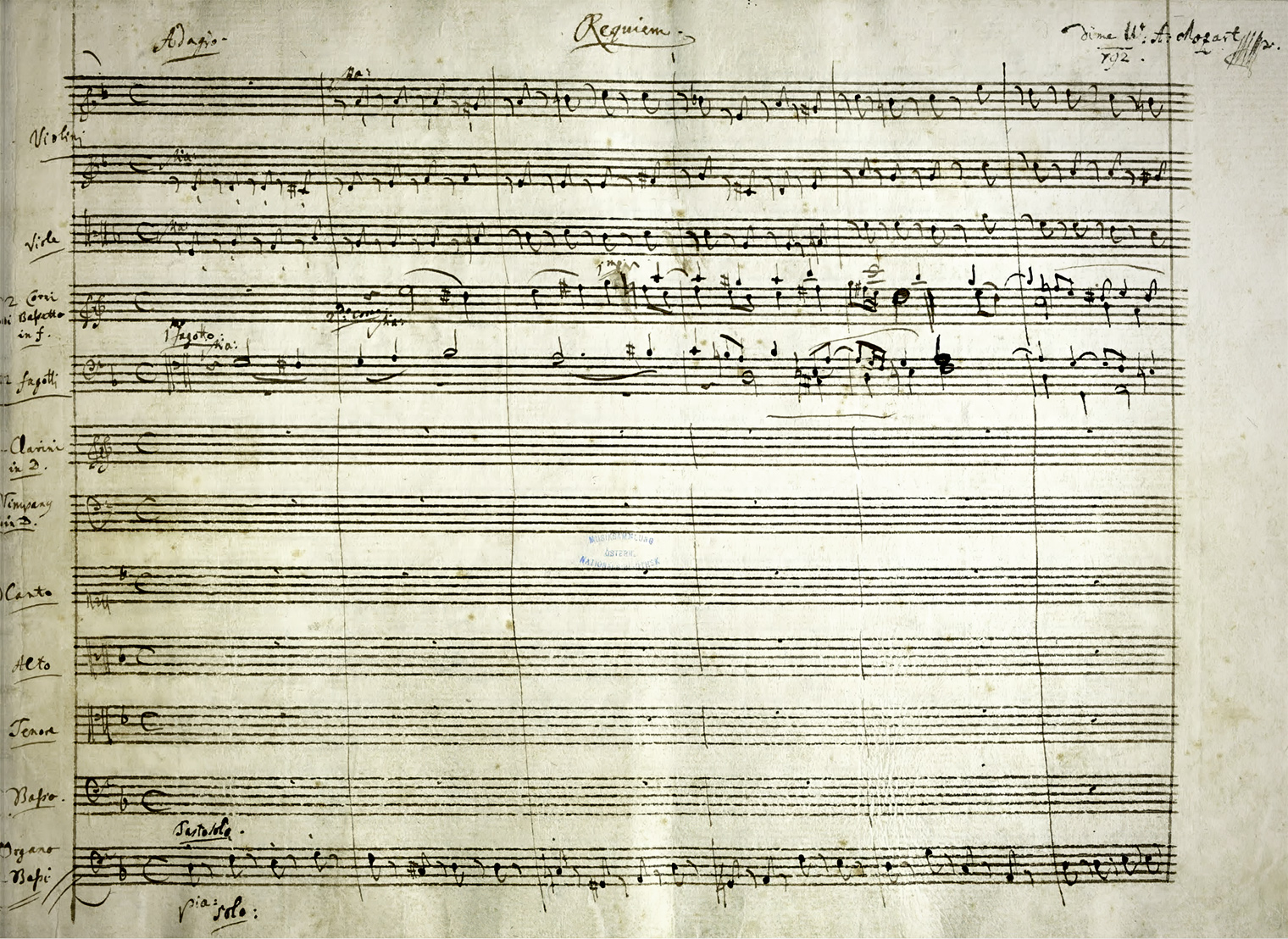 Requiem | First page of Mozart's autograph score | Austrian National Library